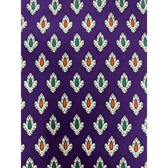 BROOKS BROTHERS Makers Men's Silk Necktie Designer Purple Green Orange‎ 59" Long - Picture 2 of 6
